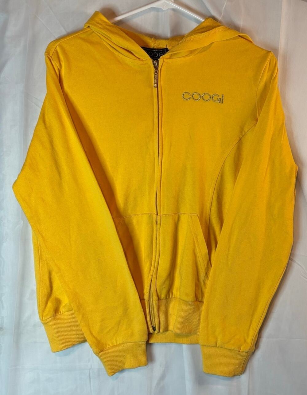 Coogi Yellow Long Sleeve Bedazzled Jeweled Zip Up Hoodie Size Large